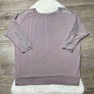 Torrid Purple Mauve Lace Sleeves Top Rayon Size 00 Large Plus Size